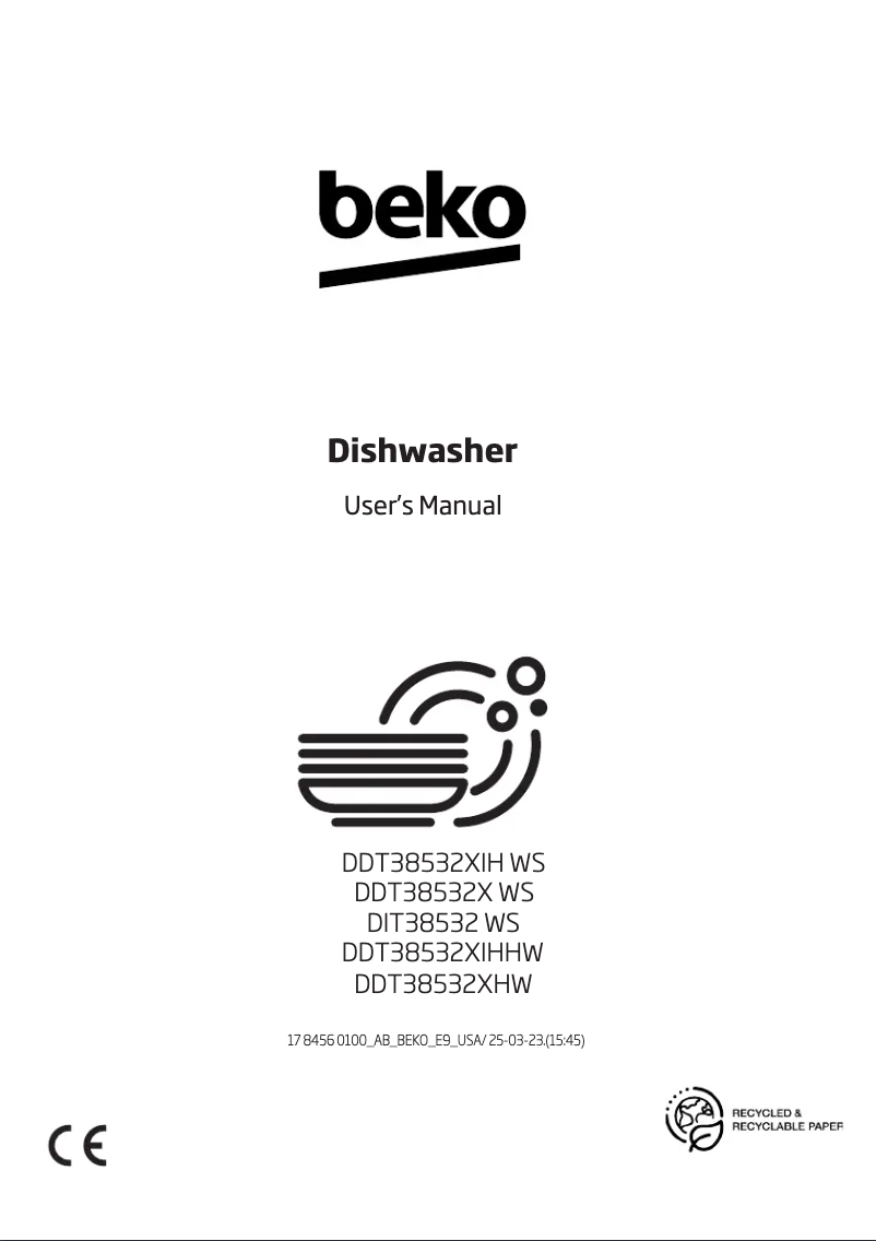 Page 1 de la notice Manuel utilisateur Beko DDT38532XHW