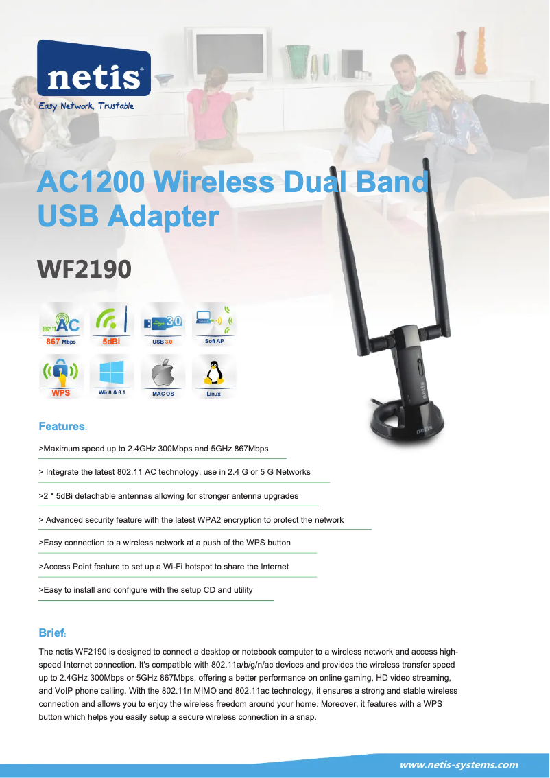 Page 1 de la notice Manuel utilisateur Netis WF2190