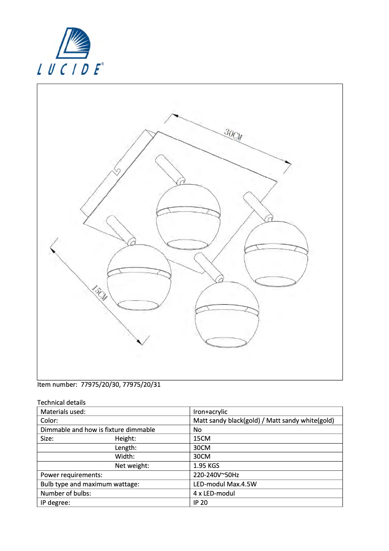 Página 1 del manual Manual de usuario Lucide Binari 77975/20/30