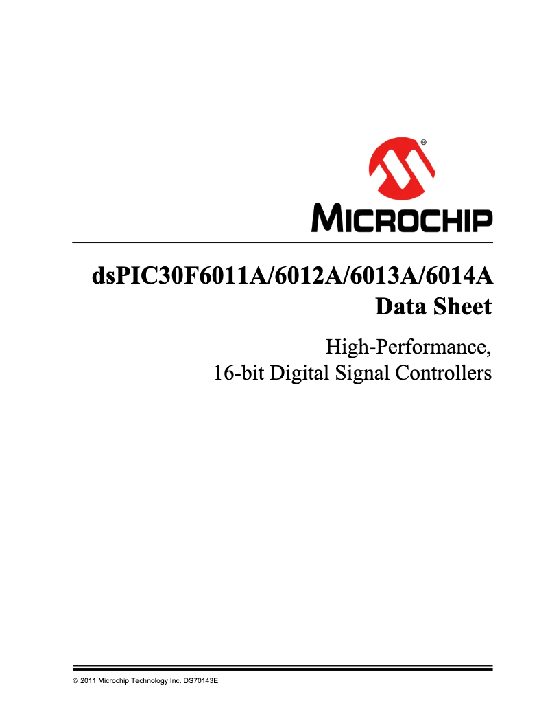 Página 1 del manual Ficha técnica Microchip dsPIC30F6011A
