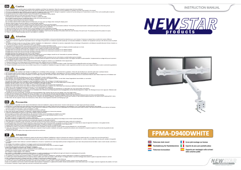 Page n°1 - Manuel utilisateur Newstar FPMA-D940D
