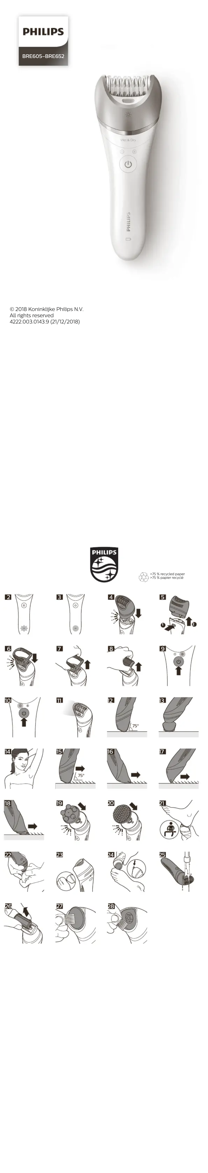 Image de la première page du manuel de l'appareil Satinelle Prestige BRE646