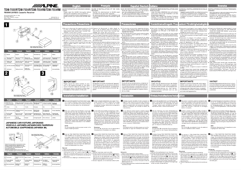 Page 1 de la notice Manuel utilisateur Alpine TDM-7554RB