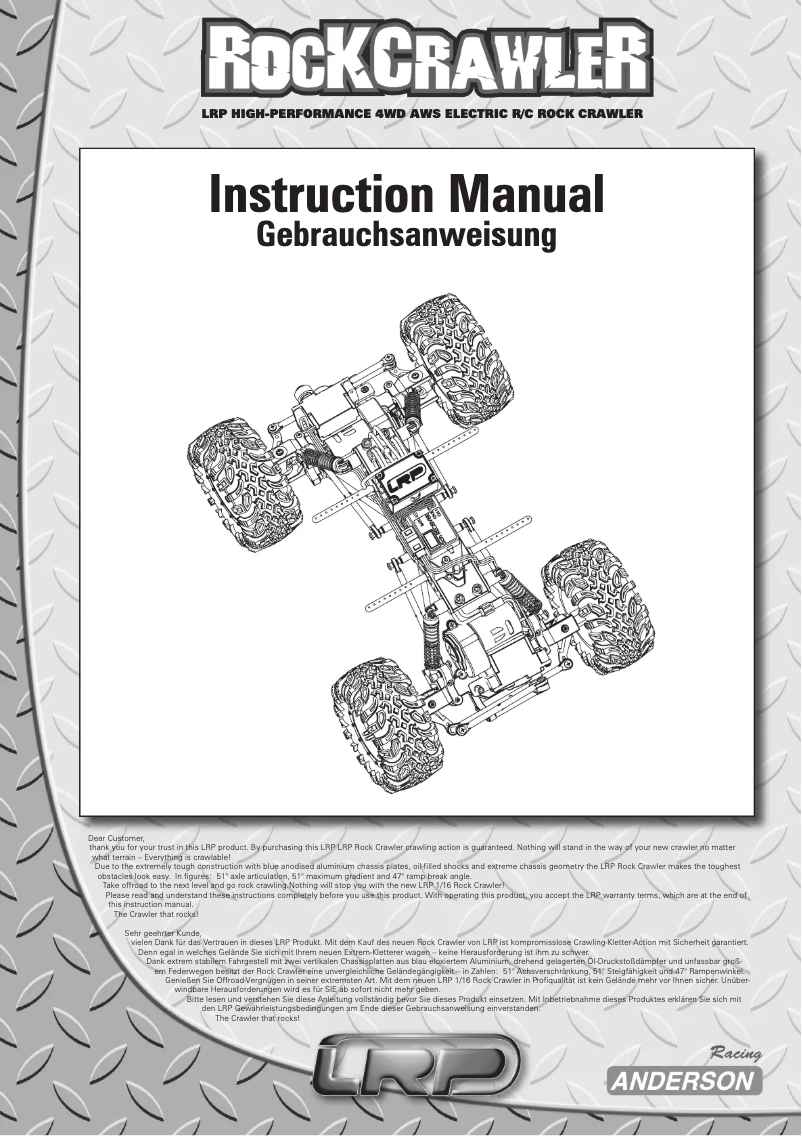 Image de la première page du manuel de l'appareil Rock Crawler RTR