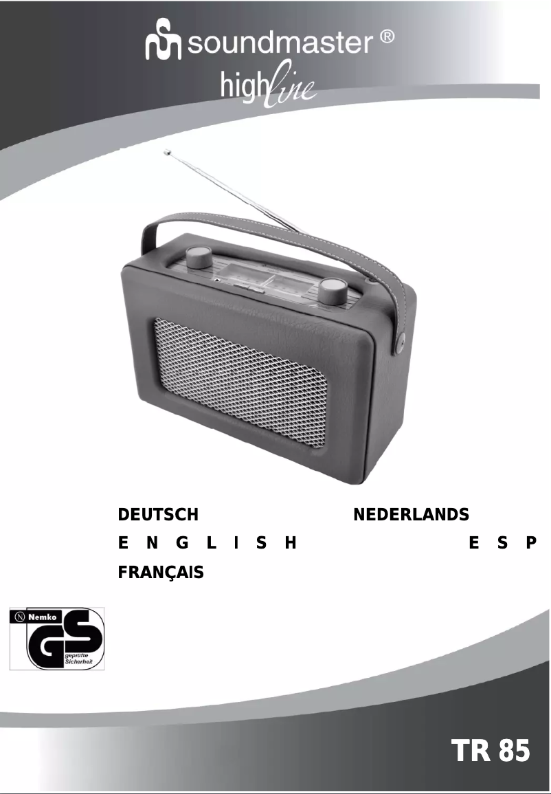 Page n°1 - Manuel utilisateur Soundmaster TR85PP