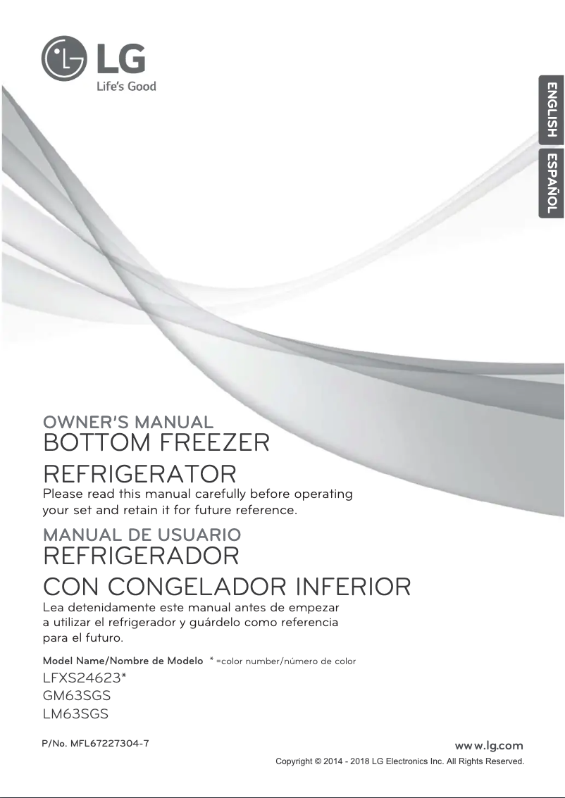 Page 1 de la notice Manuel utilisateur LG LFXS24623B