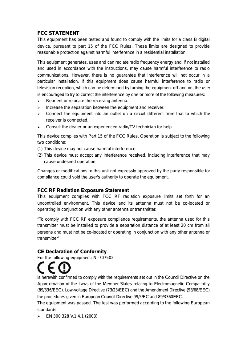 Page n°1 - Manuel utilisateur Icidu NI-707502