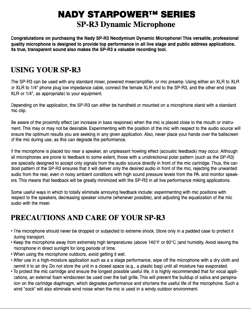 Image de la première page du manuel de l'appareil SP-R3