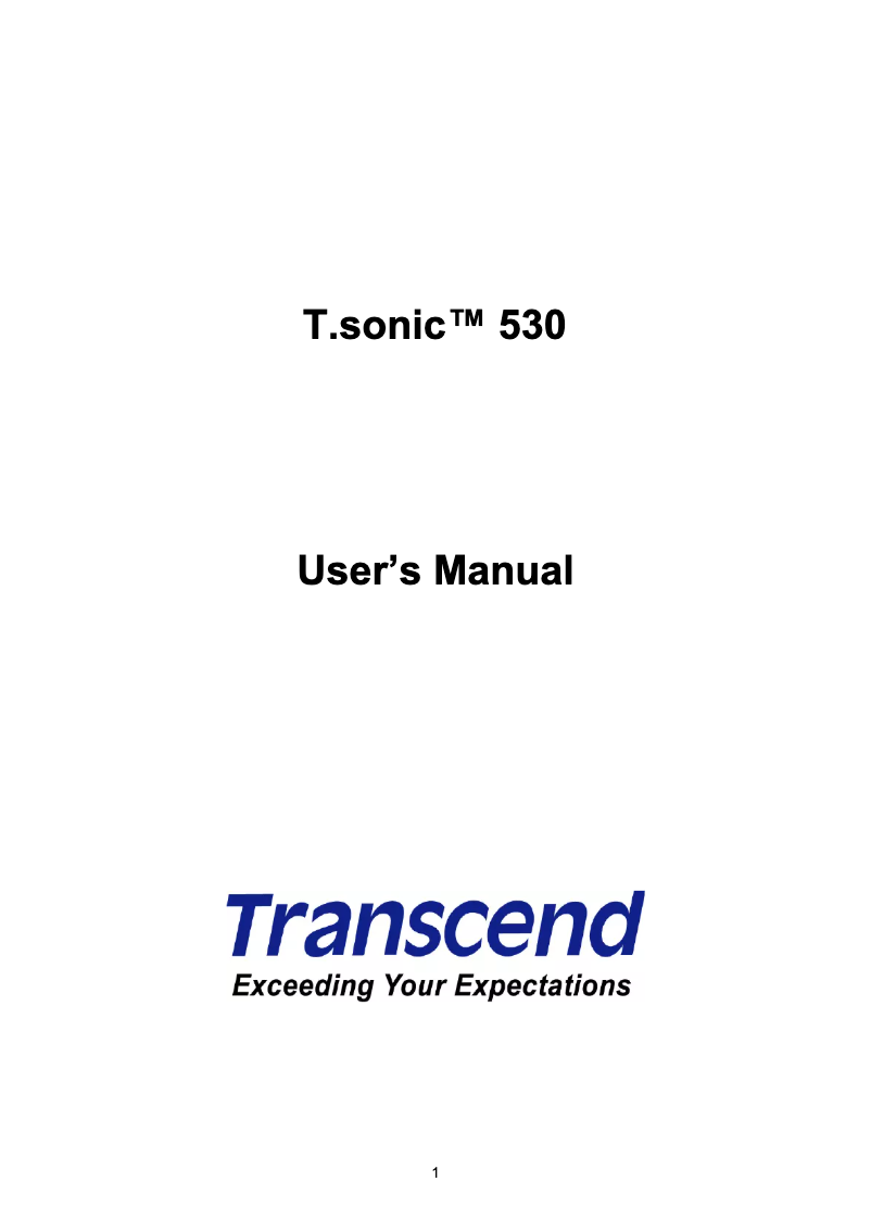 Page 1 de la notice Manuel utilisateur Transcend T.sonic 530