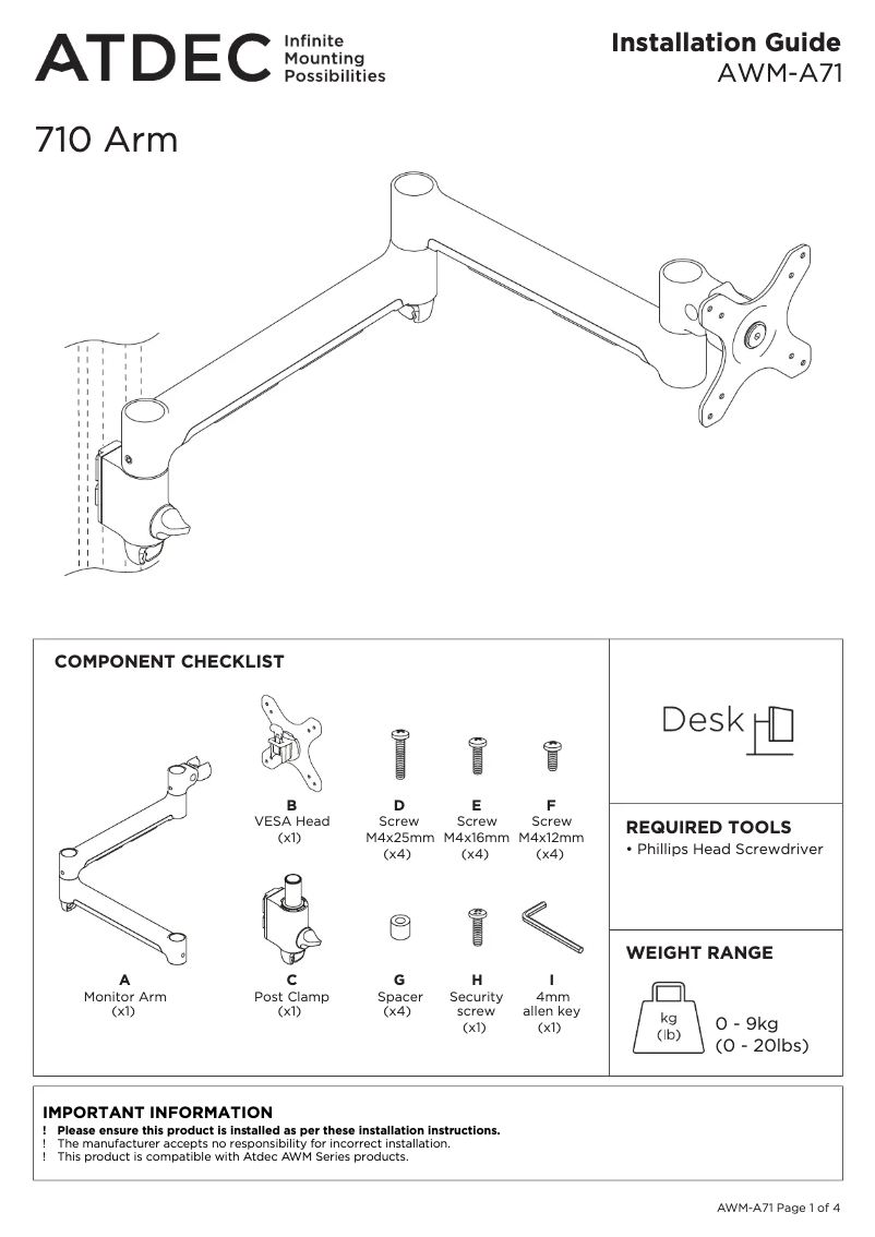 Image de la première page du manuel de l'appareil AWM-A71-S