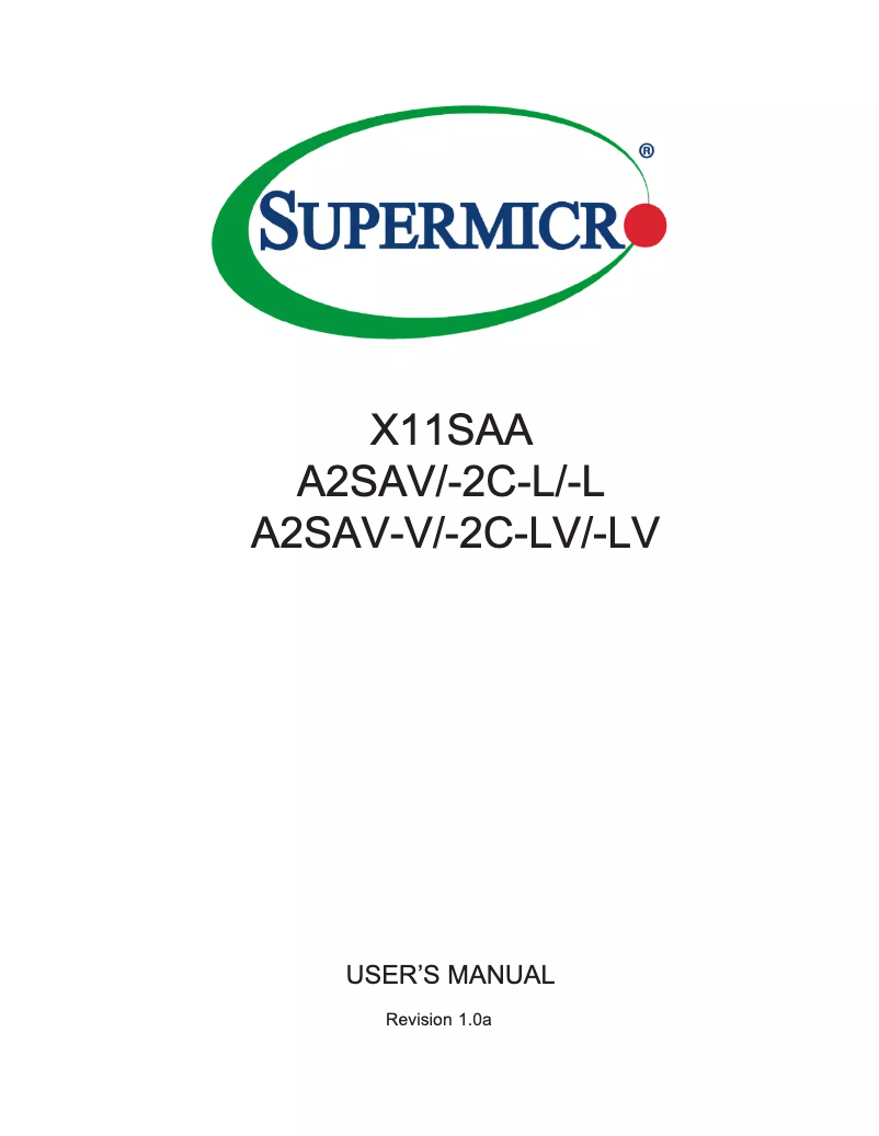 Page 1 de la notice Manuel utilisateur Supermicro A2SAV