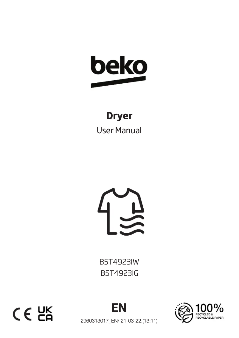 Page 1 de la notice Manuel utilisateur Beko FBQ8806