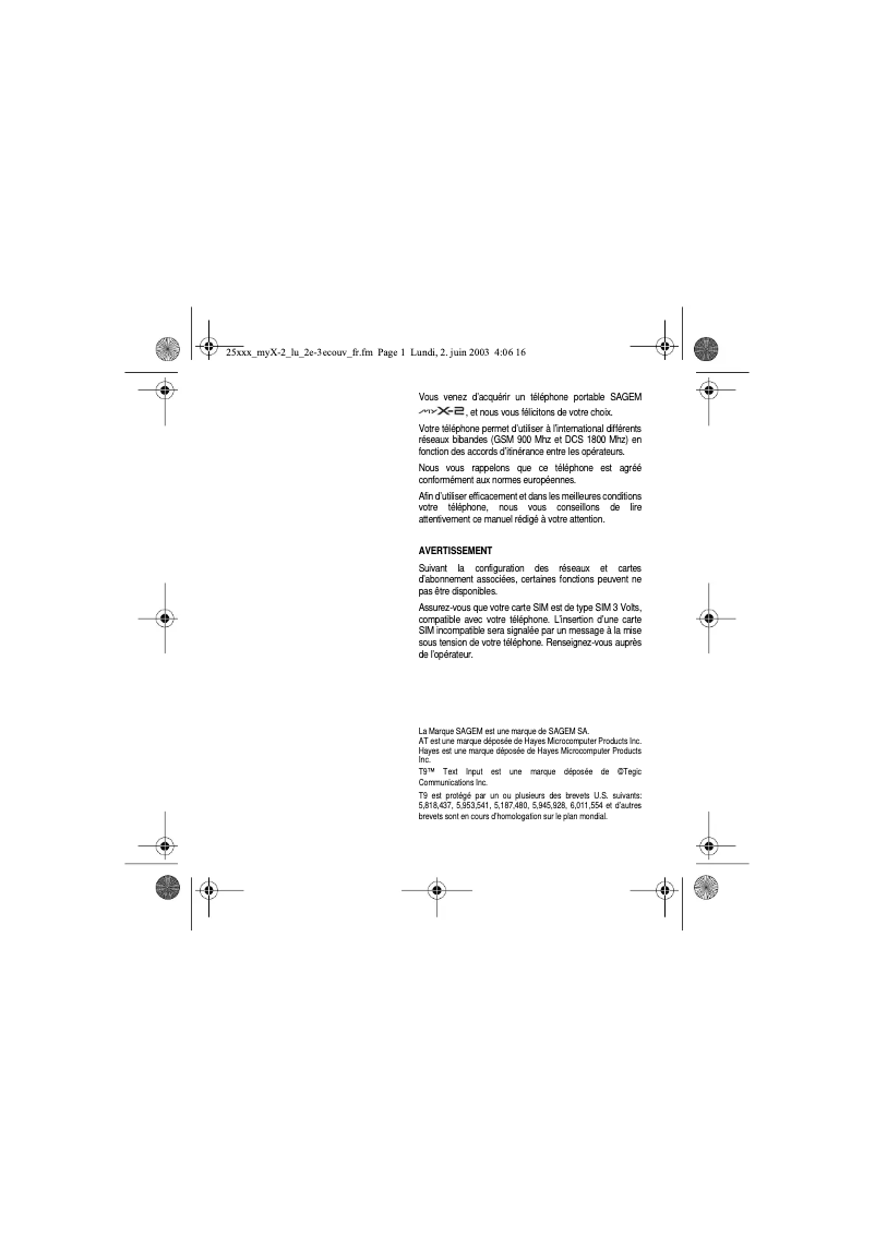 Image de la première page du manuel de l'appareil myX-2