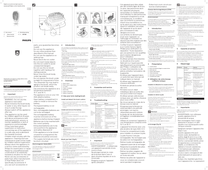 Page 1 de la notice Manuel utilisateur Philips EasyShine HP4586