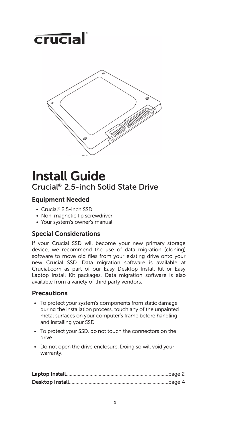 Page 1 de la notice Manuel utilisateur Crucial MX300