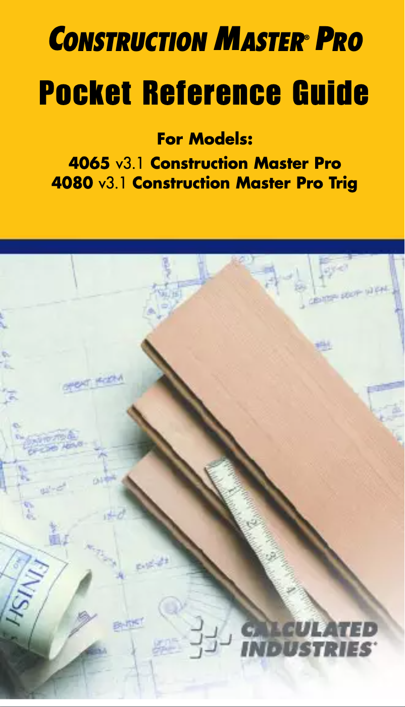 Page 1 de la notice Manuel utilisateur Calculated Industries 4080