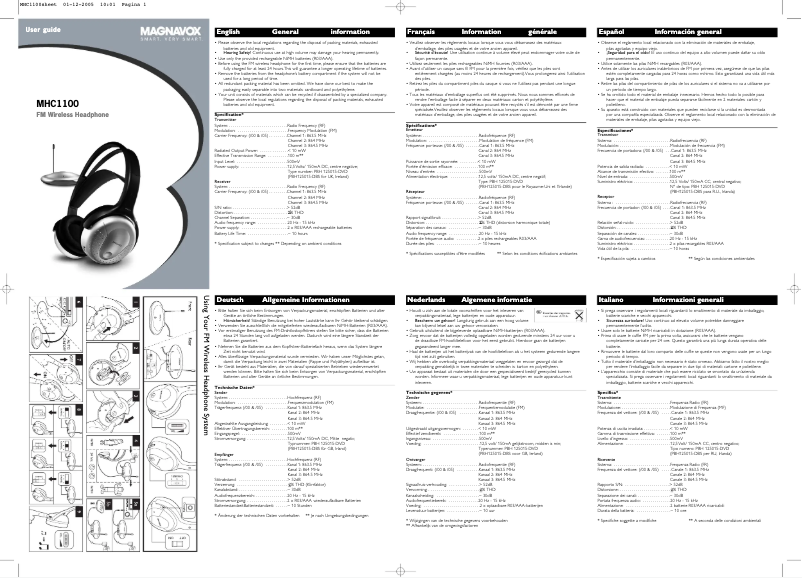 Image de la première page du manuel de l'appareil MHC1100