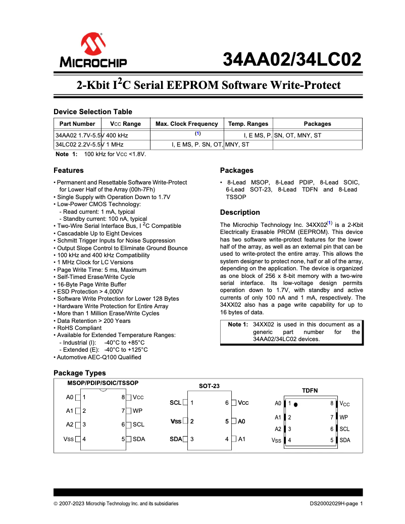 Imagen de la primera página del manual del dispositivo 34AA02