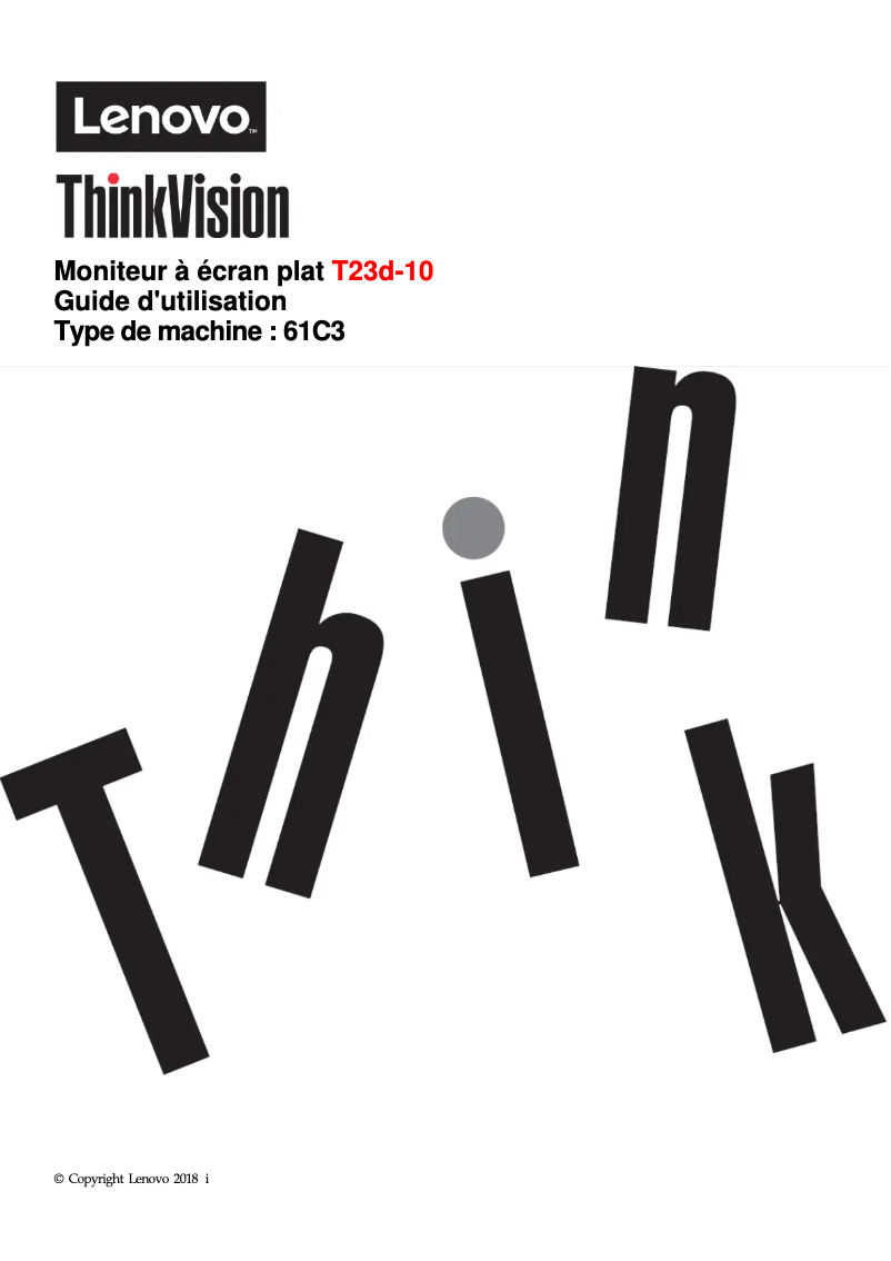 Image de la première page du manuel de l'appareil ThinkVision T23d-10