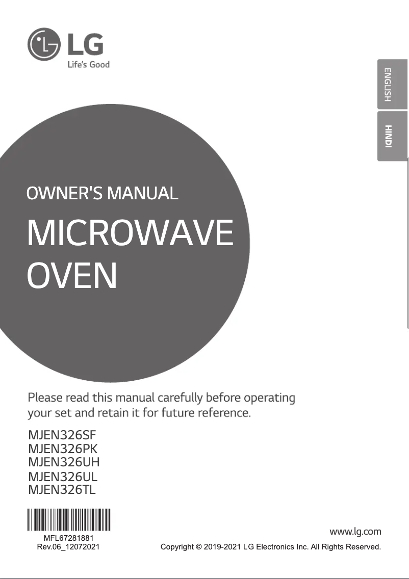 Page 1 de la notice Manuel utilisateur LG MJEN326TL