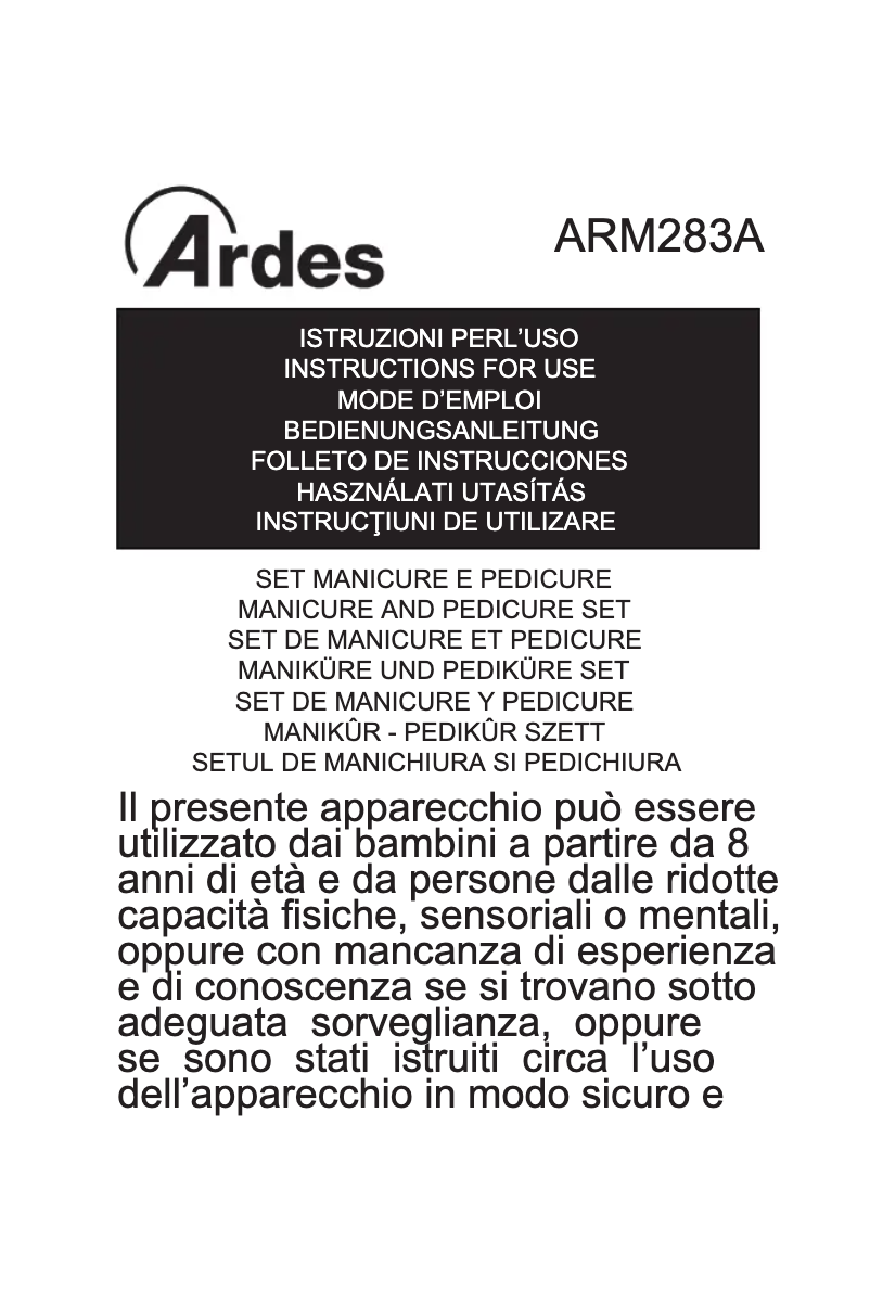 Image de la première page du manuel de l'appareil ARM283A