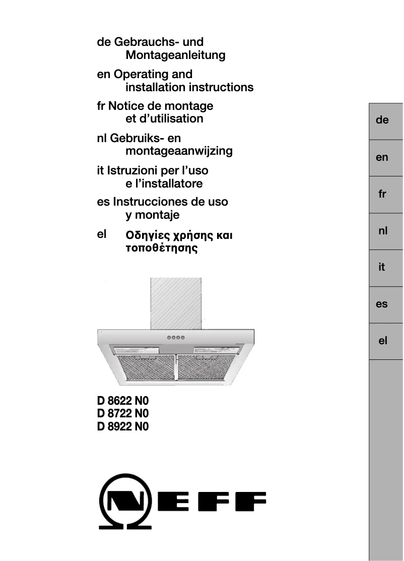 Page n°1 - Manuel utilisateur Neff D8622N0