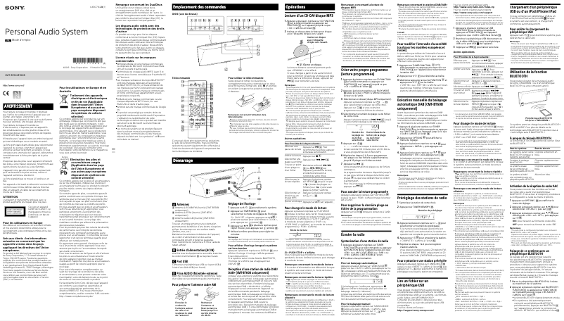Page n°1 - Manuel utilisateur Sony CMT-BT60B