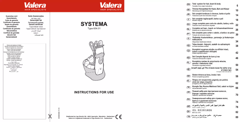 Page 1 de la notice Manuel utilisateur Valera Systema
