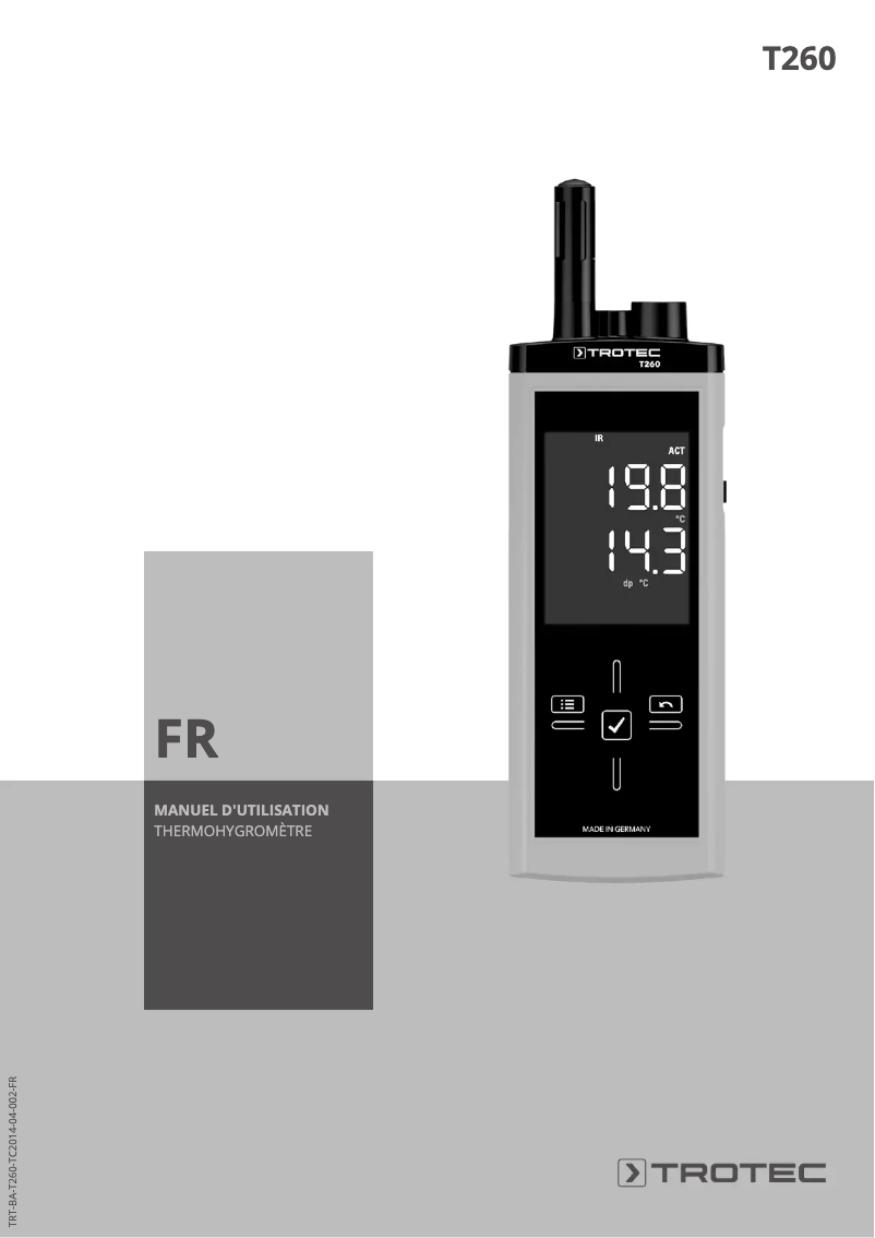 Page 1 de la notice Manuel utilisateur Trotec T260