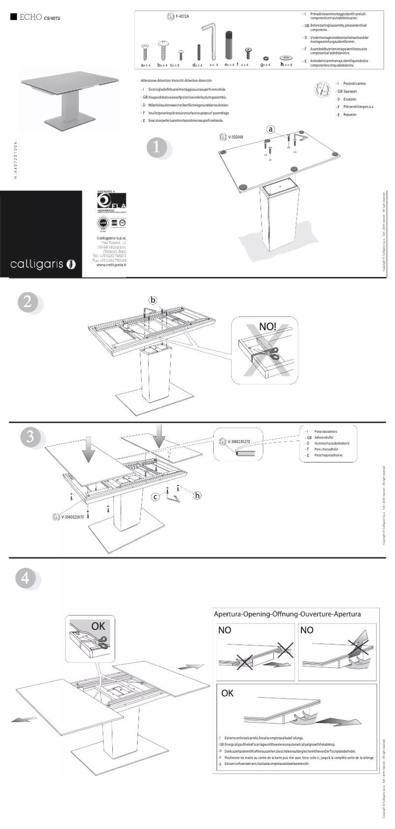 Page 1 de la notice Manuel utilisateur Calligaris .com Echo