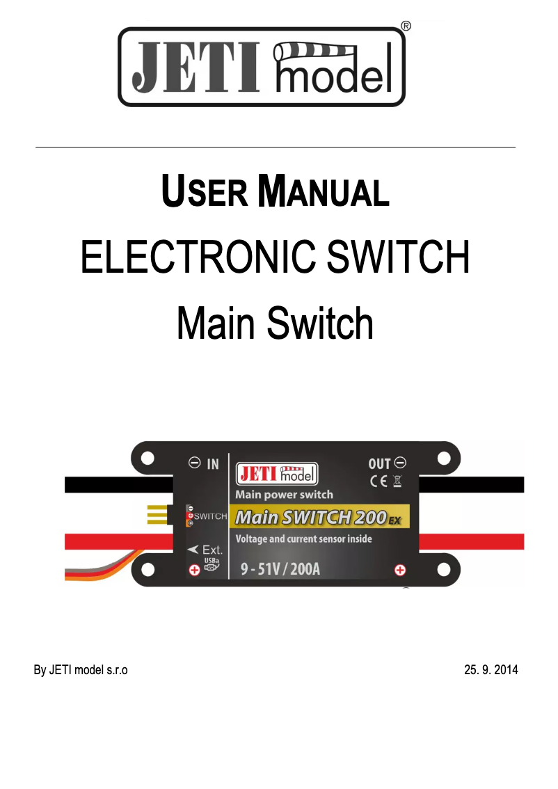 Page 1 de la notice Manuel utilisateur JETI J-MSW-200-RCSW