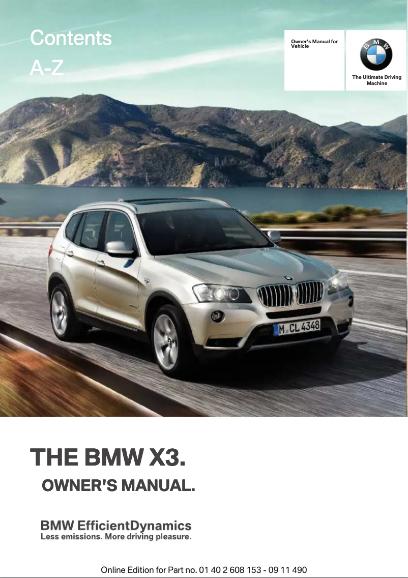 Page 1 de la notice Manuel utilisateur BMW X3 (2012)