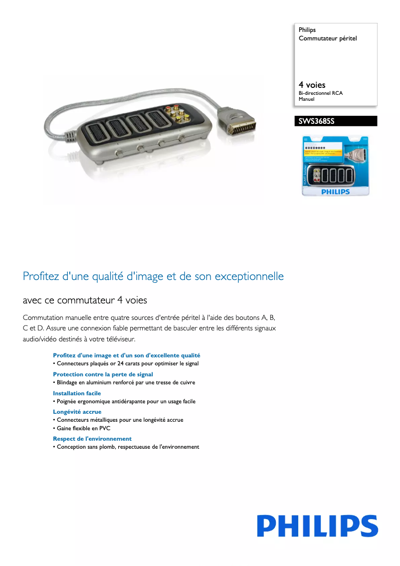 Page n°1 - Fiche technique Philips SWS3685S