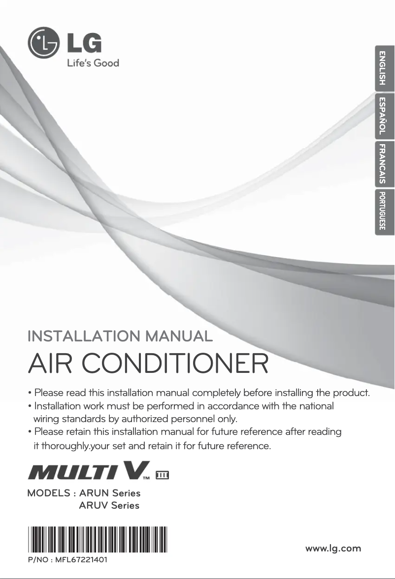 Page 1 de la notice Manuel utilisateur LG ARUV160LT3