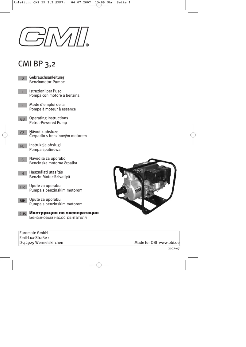 Page 1 de la notice Manuel utilisateur CMI BP 3.2