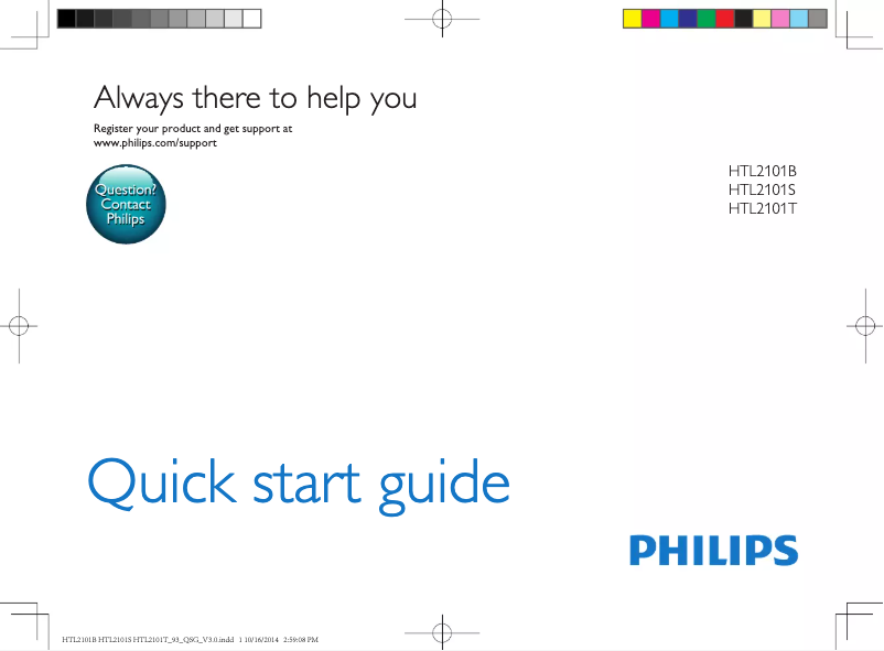 Page n°1 - Guide de démarrage rapide Philips HTL2101B