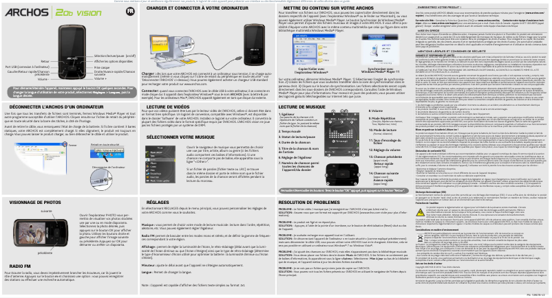 Page 1 de la notice Manuel utilisateur Archos 20b Vision
