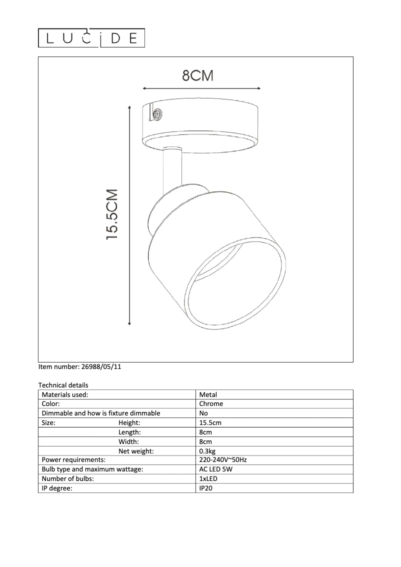 Page n°1 - Manuel utilisateur Lucide Alys 26988/05/11