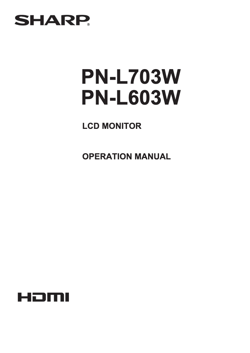 Page n°1 - Manuel utilisateur Sharp Aquos PN-L603W
