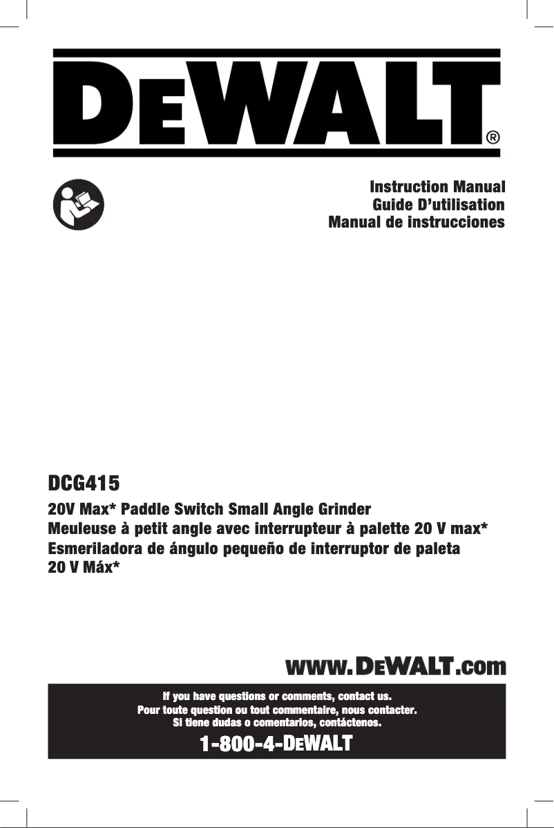 Page n°1 - Manuel utilisateur DeWalt DCG415B