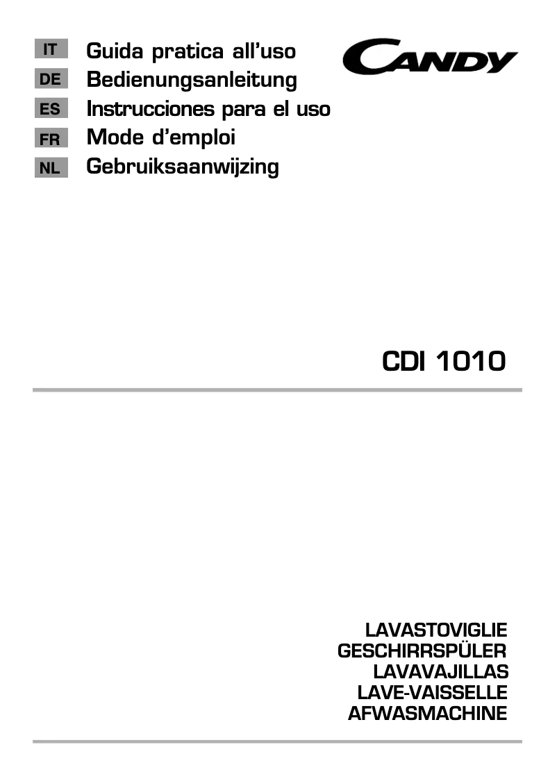 Page n°1 - Manuel utilisateur Candy CDI 1010/3-S