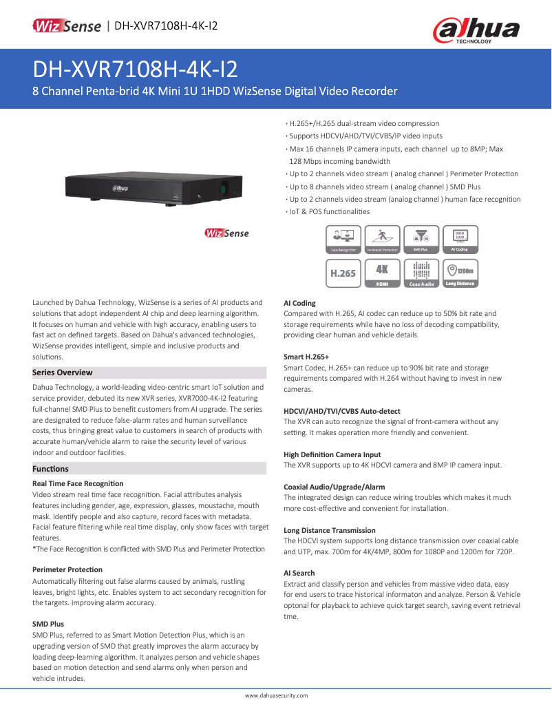 Image de la première page du manuel de l'appareil XVR7108H-4K-I2