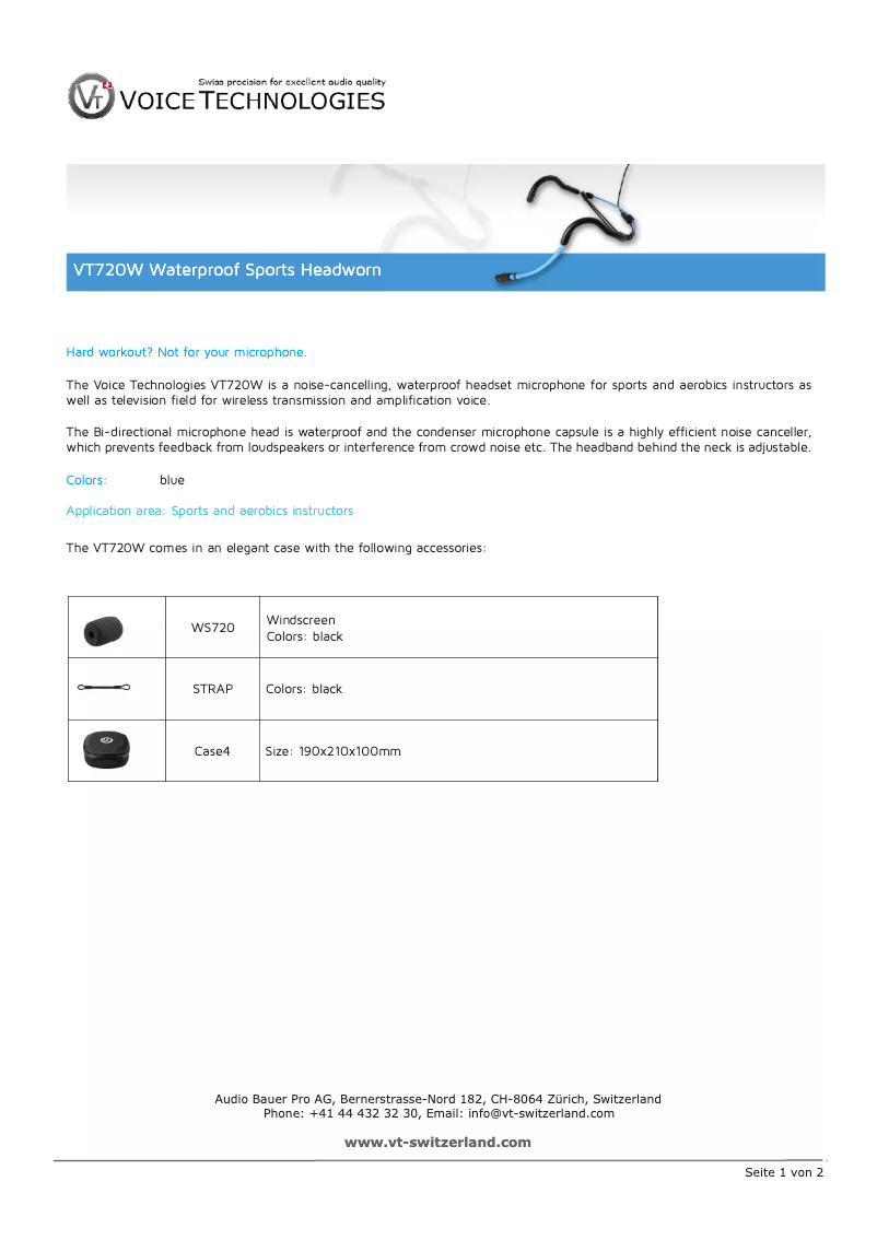 Page n°1 - Manuel utilisateur Voice Technologies VT720
