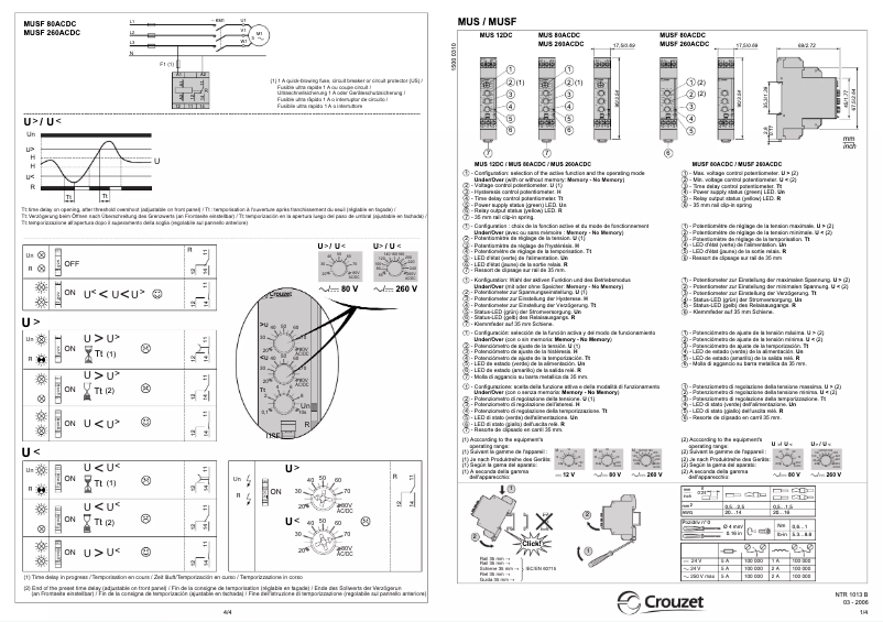 Page 1 de la notice Manuel utilisateur Crouzet MUSF 80ACDC