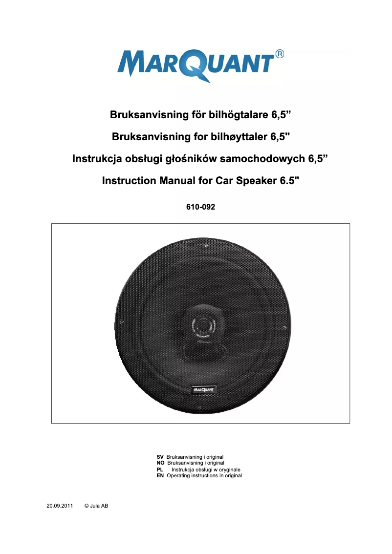 Page n°1 - Manuel utilisateur Marquant 610-092