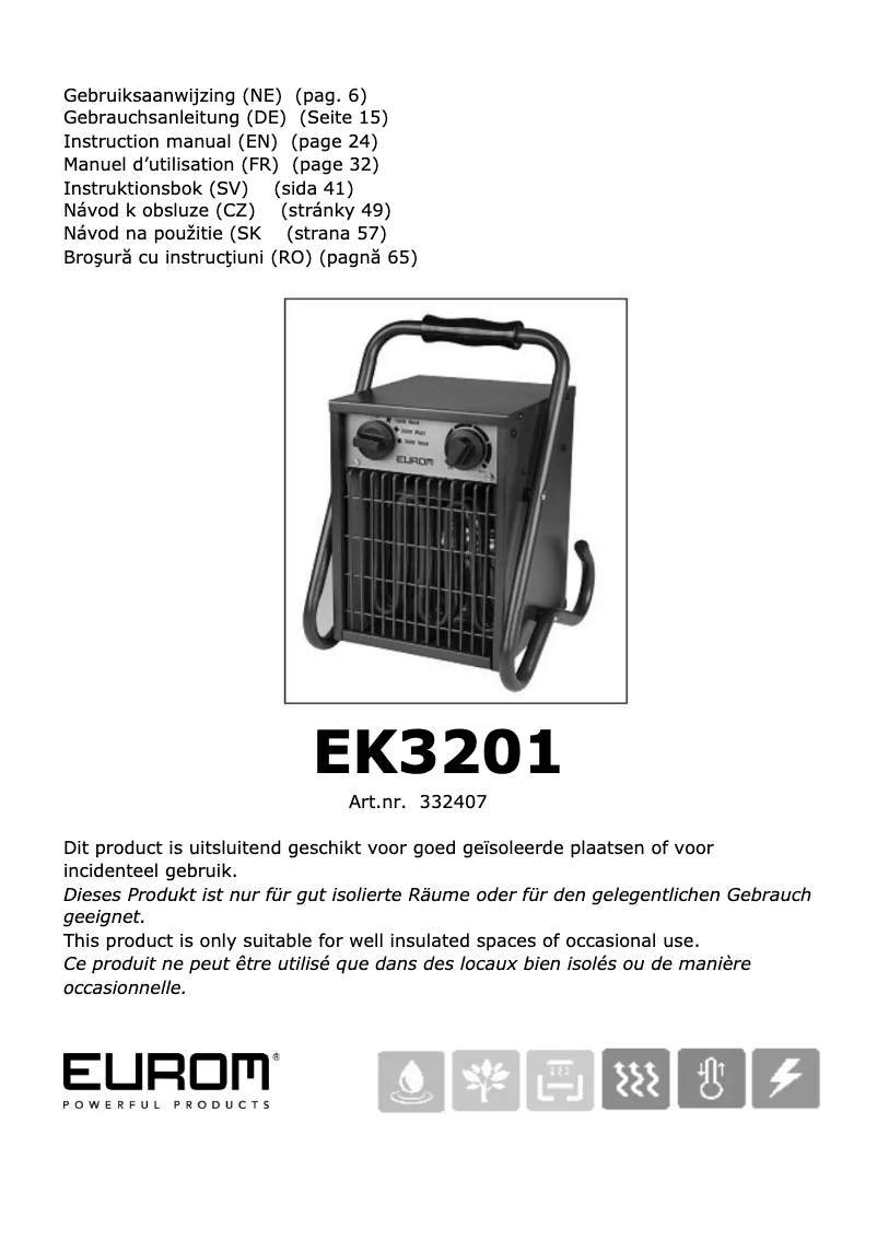 Page n°1 - Manuel utilisateur Eurom EK3201