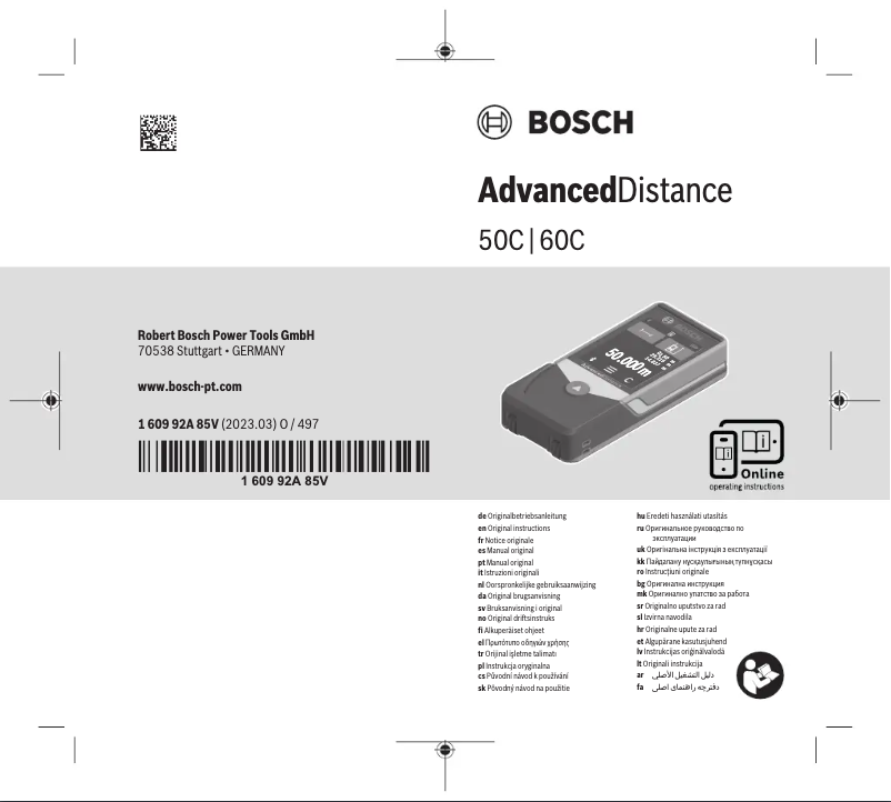 Page n°1 - Manuel utilisateur Bosch AdvancedDistance 50C