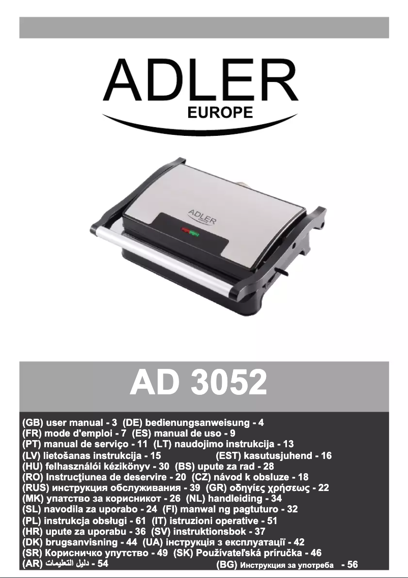 Page n°1 - Manuel utilisateur Adler AD 3052