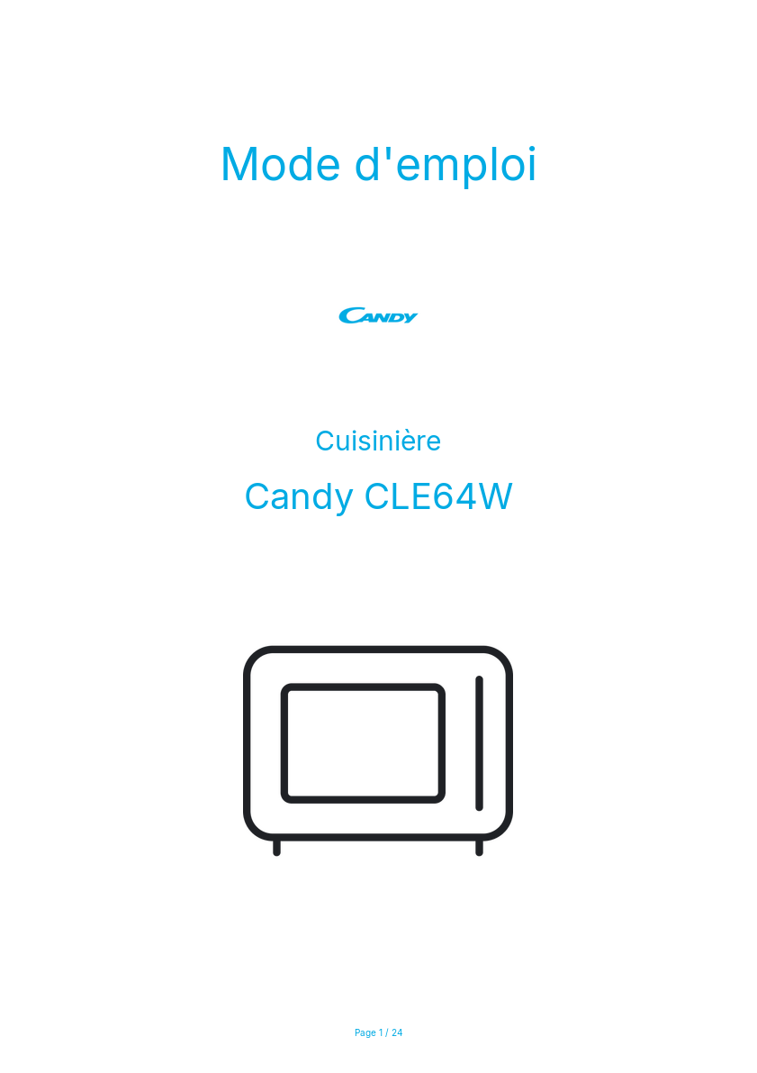 Page n°1 - Mode d'emploi Candy CLE64W