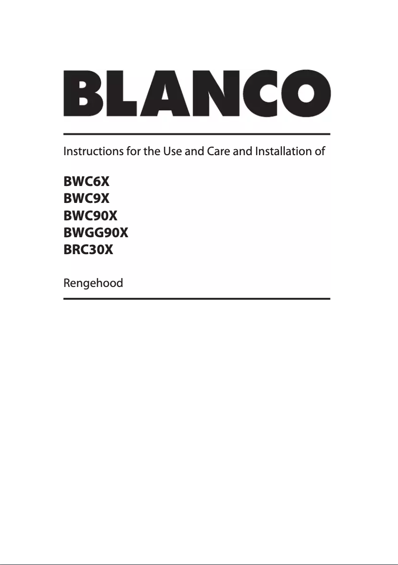 Page n°1 - Mode d'emploi BLANCO BWC6X